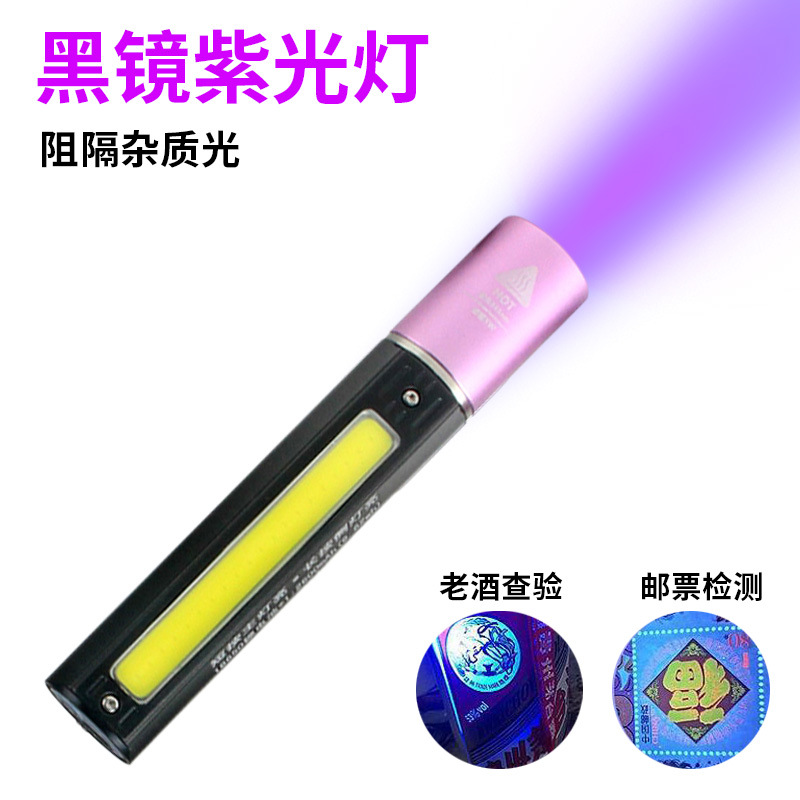 Resalte COB espejo negro lámpara violeta curado UV 365nm foto identificación de musgo gato anti-falsificación detección de agente fluorescente identificación de antigüedades