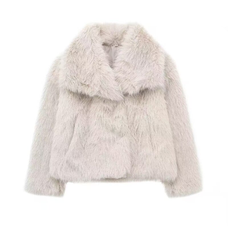 2025 New Women's Fur Coat Eco-Friendly Large Lapel Fashion Thick Versatile British Style Coat