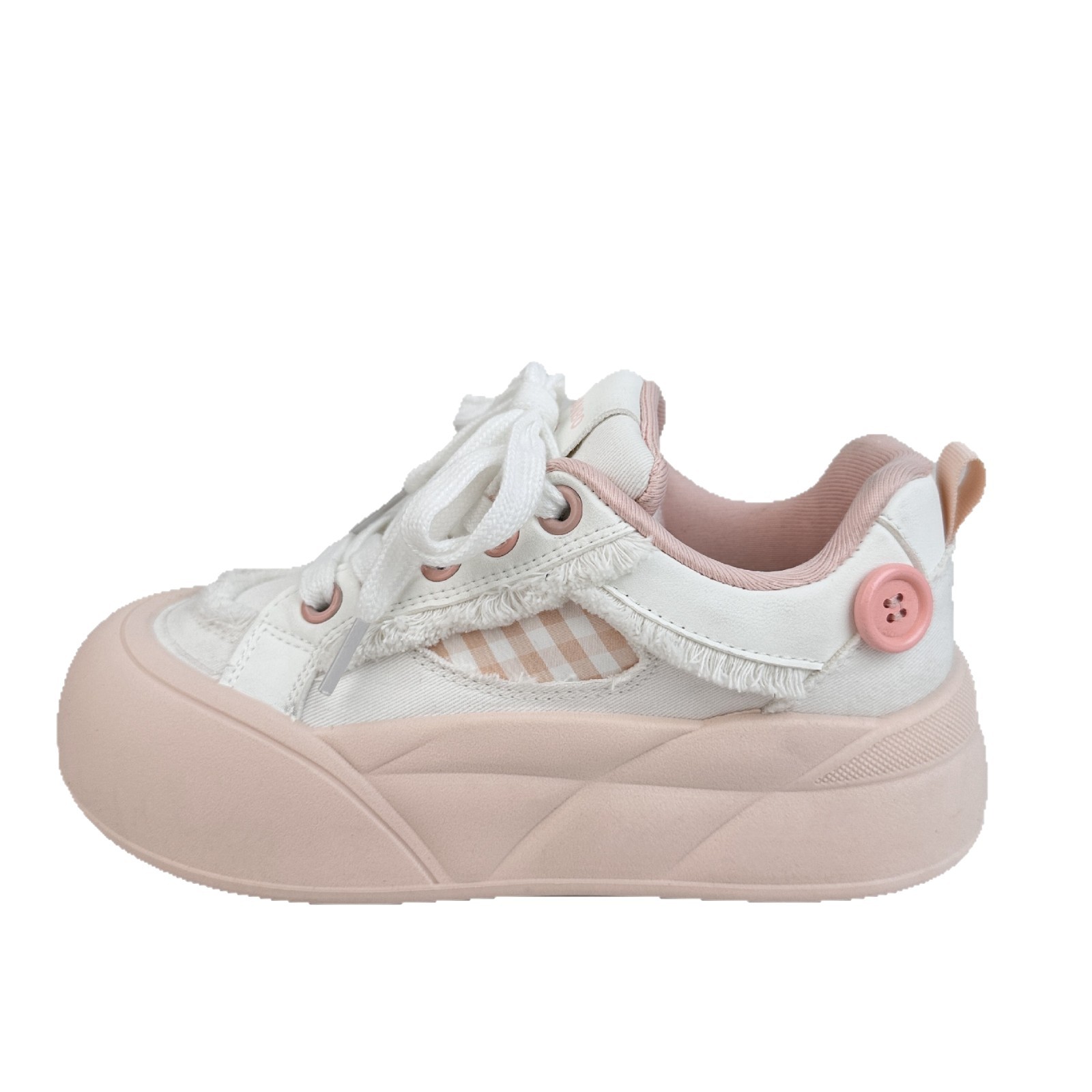 Zapatos de puff con patrón ondulado distante para mujeres 2025 nicho de verano, zapatos blancos pequeños, zapatos de suela gruesa, zapatos de pan lindos
