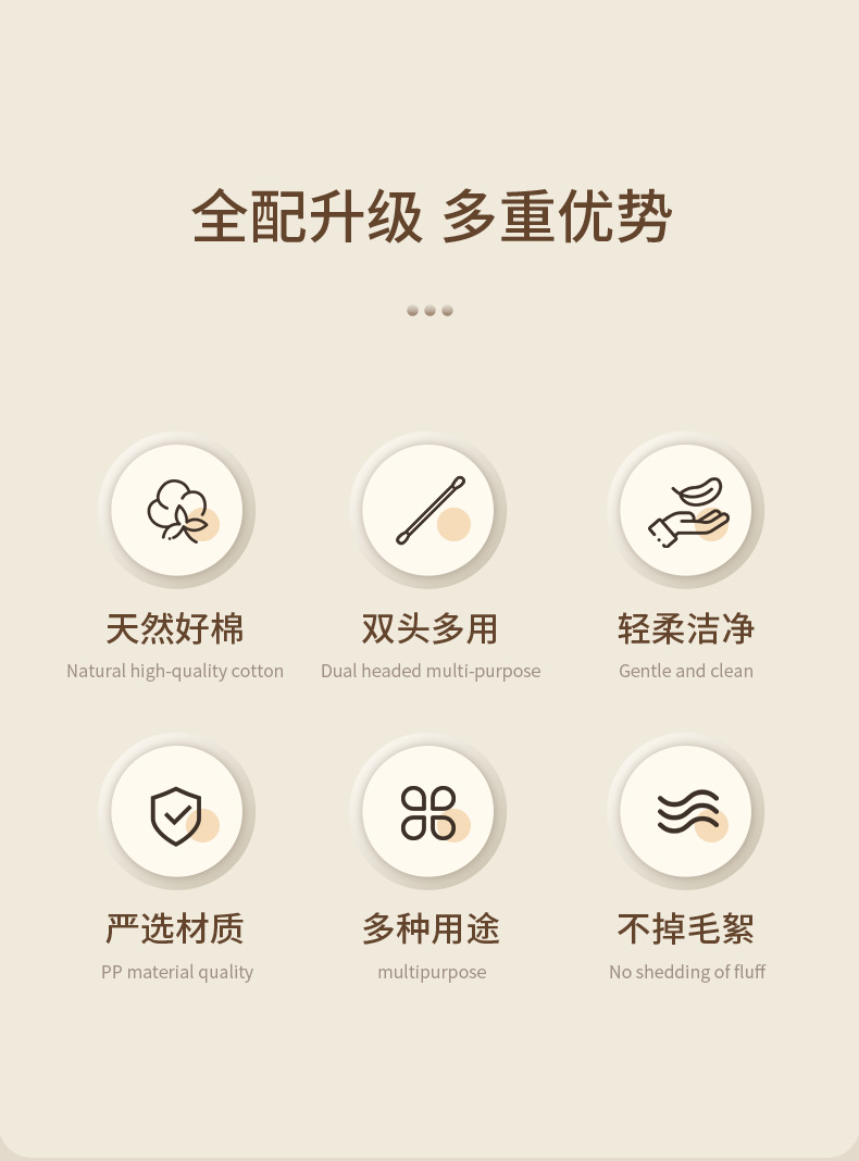 FaSoLa Life 双头掏耳朵棉签  300支/盒 一次性挖耳棉棒  四种棉头 儿童