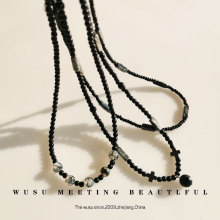 新中式天然石手工串珠极简百搭项链女小众设计高级感锁骨链颈链