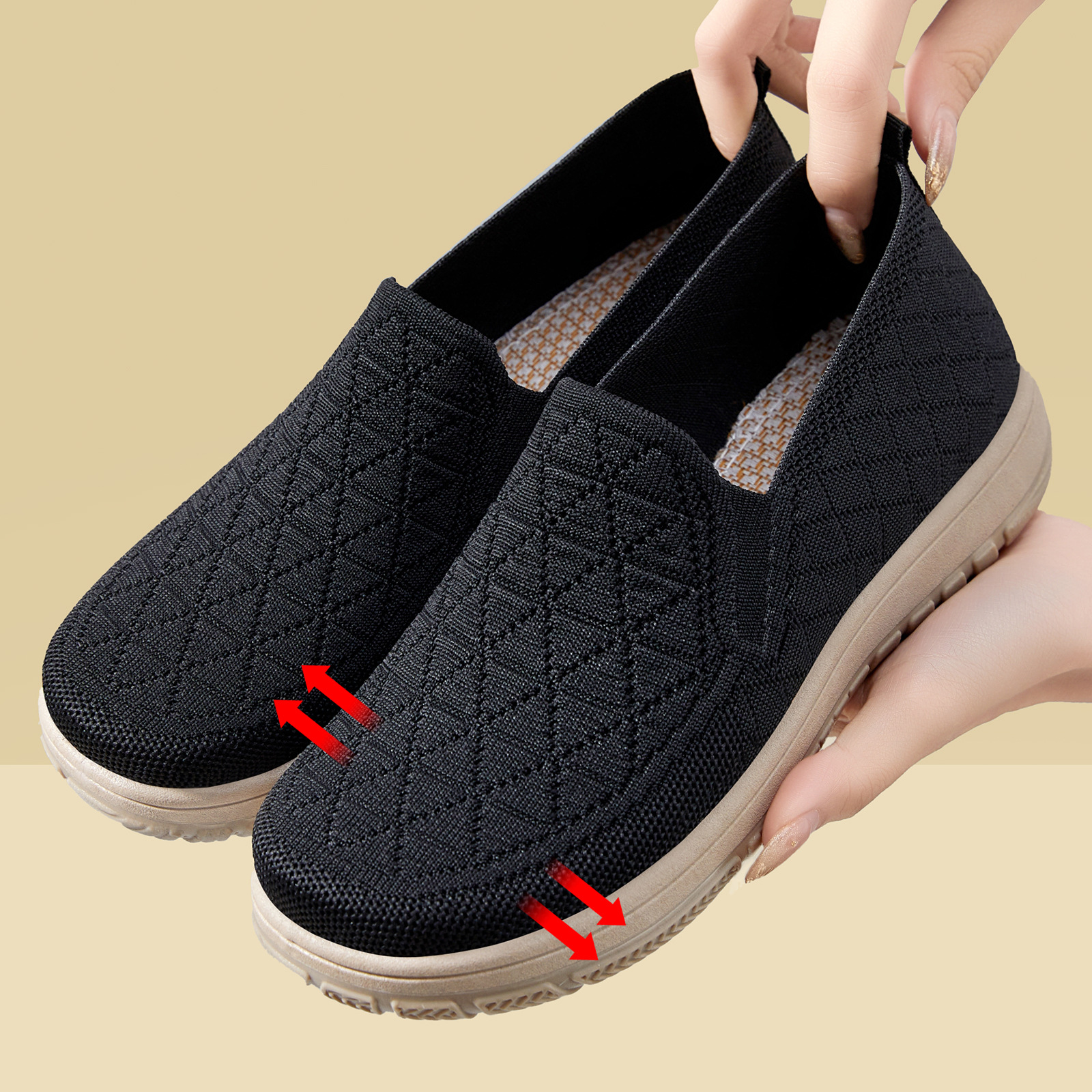 Zapatos planos versátiles de primavera para mujer, estilo nuevo, zapatos de tela estilo Pekín, suela suave y cómoda, zapatos para mamá