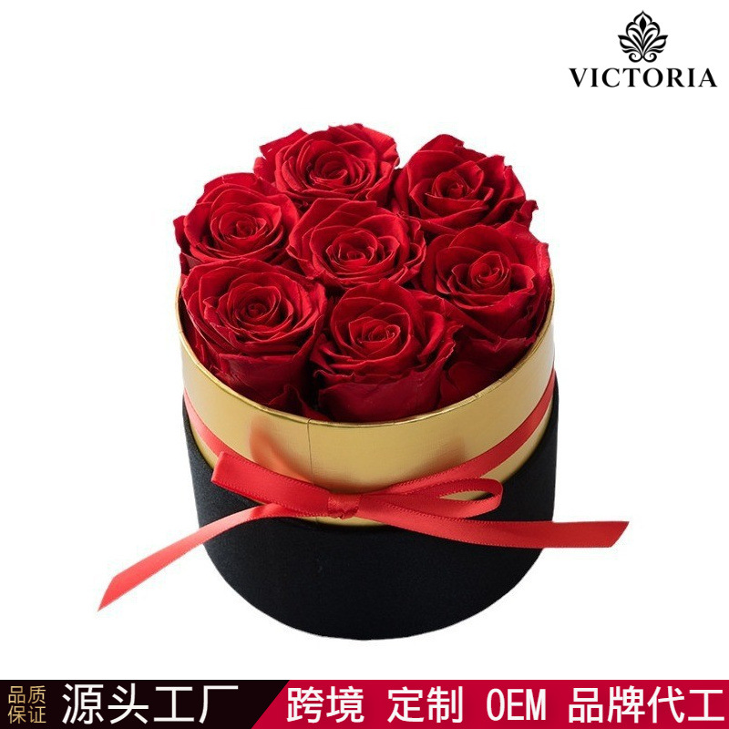 Caja de Regalo con Ramo de Rosas Eternas Victoria, Ramo Hecho a Mano, Regalo para Cumpleaños, Graduación, Fiestas