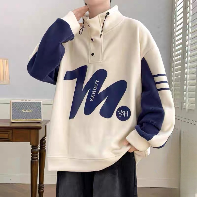 Teenagers Half Turtleneck Sweatshirt Boys Spring & Fall New Junior High School Students Loose Plus Fat Plus Size Casual Bottoming Shirt