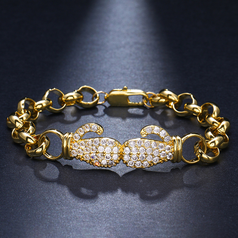 AliExpress new hip-hop copper plated 18K gold hoop Cuban chain inlaid zircon bracelet cross-border hot selling jewelry wholesale