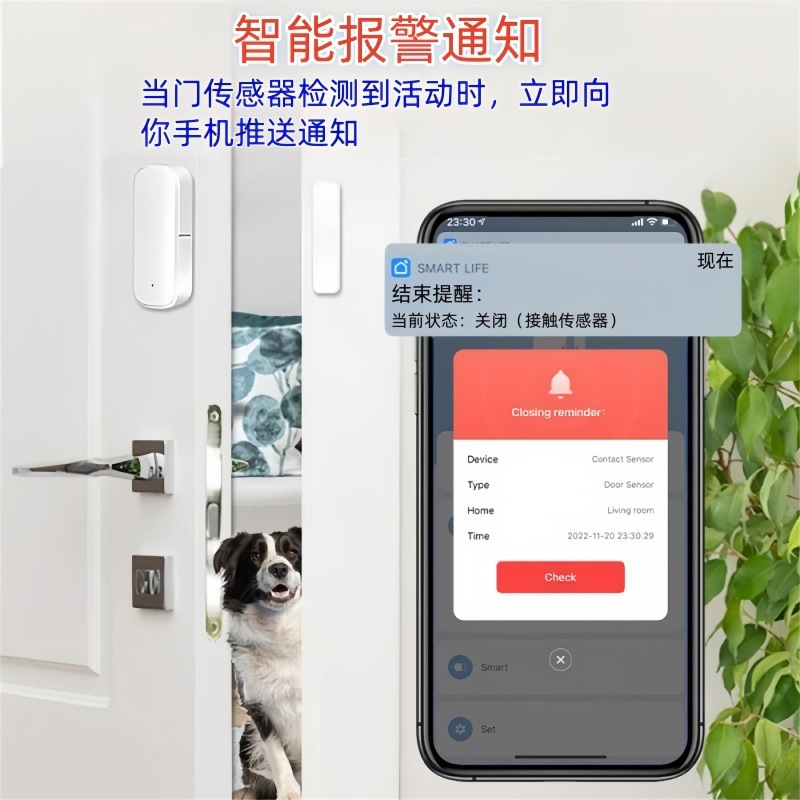 涂鸦智能门磁传感器门窗防盗传感器涂鸦zigbee智能联动场景报警器