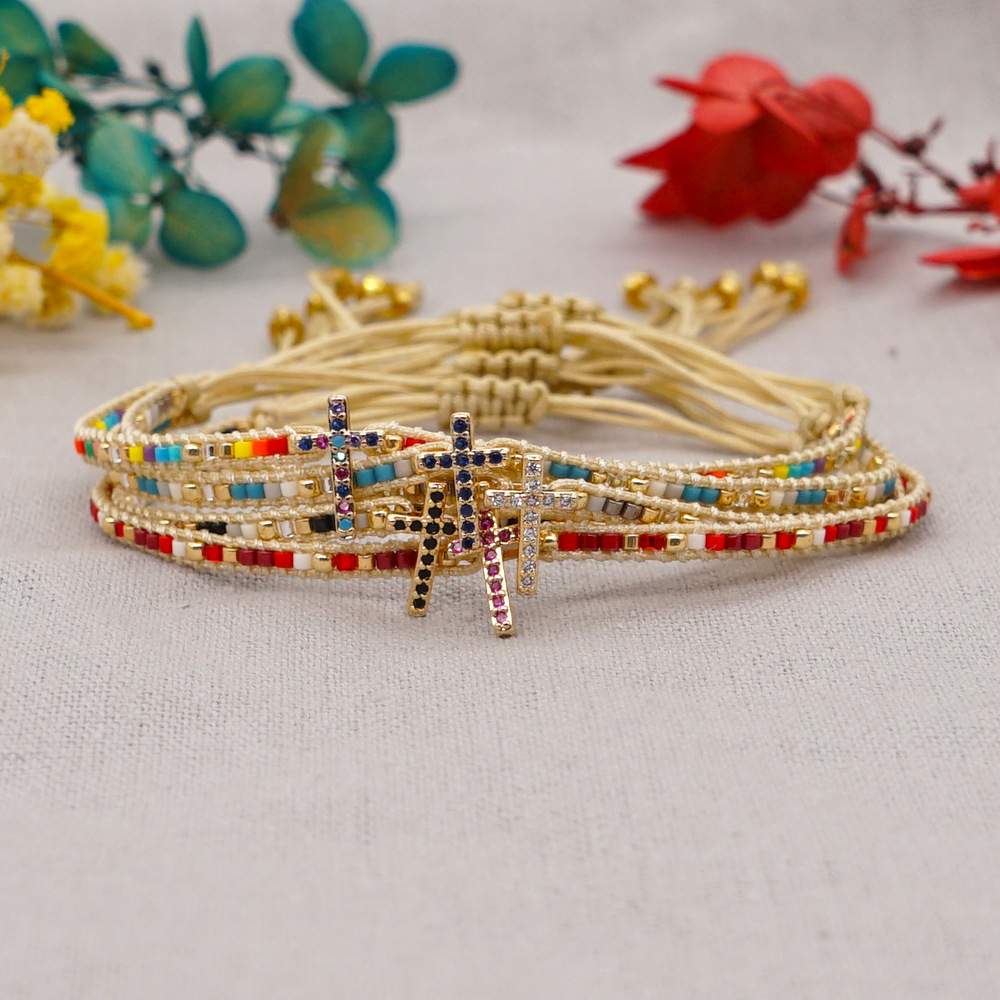 Nihaojewelry wholesale accessories ethnic style diamond cross Miyuki beads woven braceletpicture18