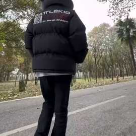 美式复古hiphop黑色面包服女秋冬季2026年新款设计感小众加厚棉服
