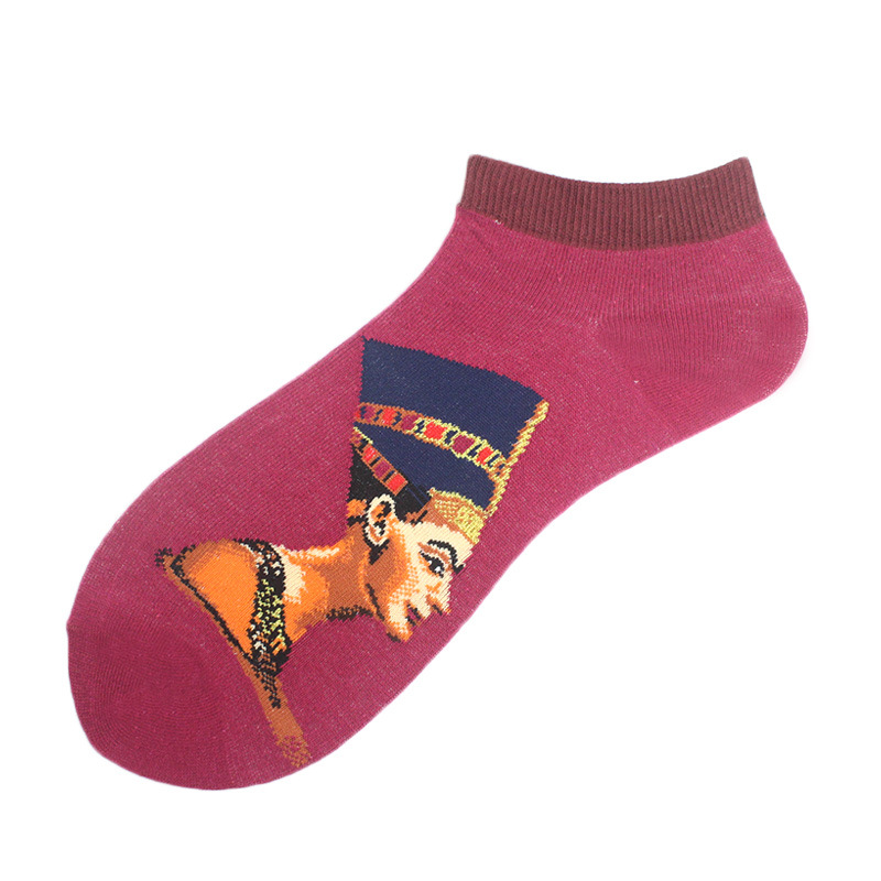 Calcetines de tobillo para hombre primavera y verano calcetines nuevos calcetines de corte bajo para mujer pintura al óleo calcetines de moda europeos y americanos ins al por mayor transpirable