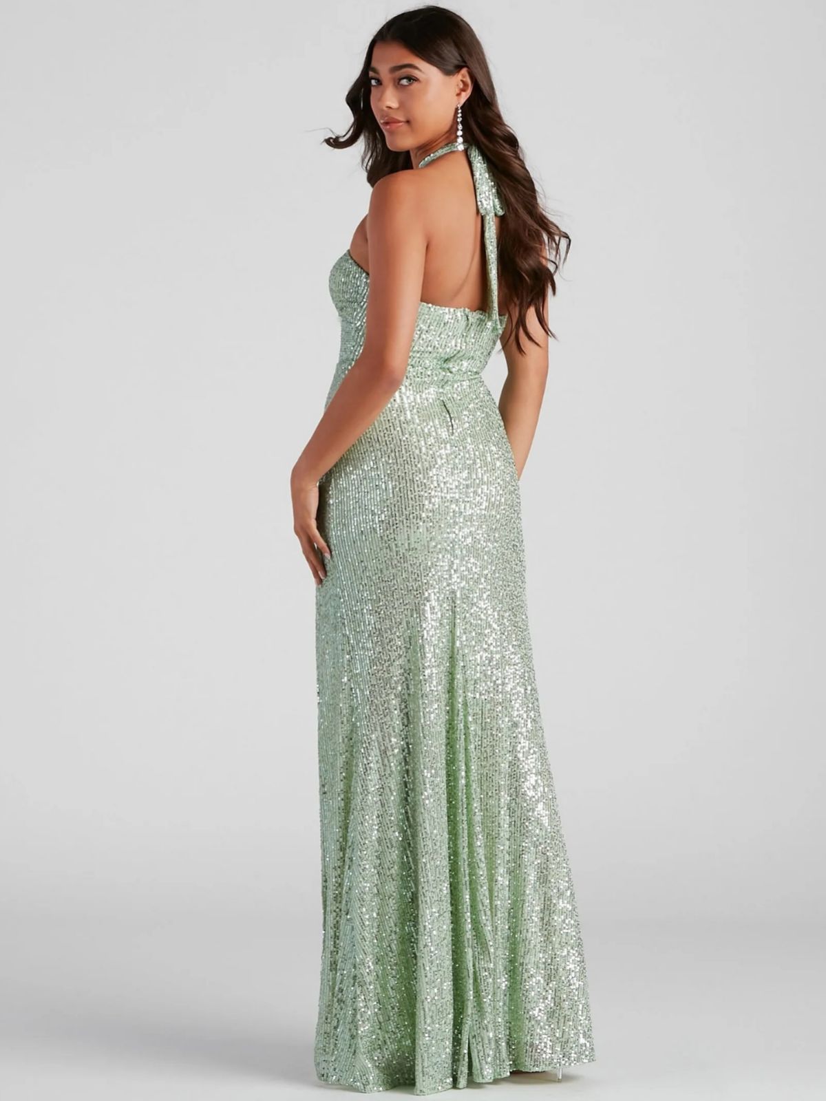Vestido de Noche Elegante y Sexy de Estilo Europeo y Americano, Nuevo Estilo de Verano de Amazon Transfronterizo, con Lentejuelas y Cuello Halter image 5