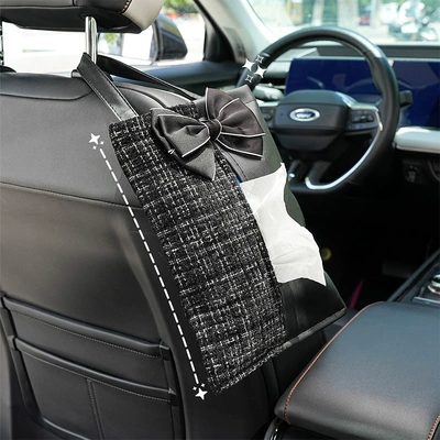 Car tissue box/set, Small Chanel-Style Car Seat Back