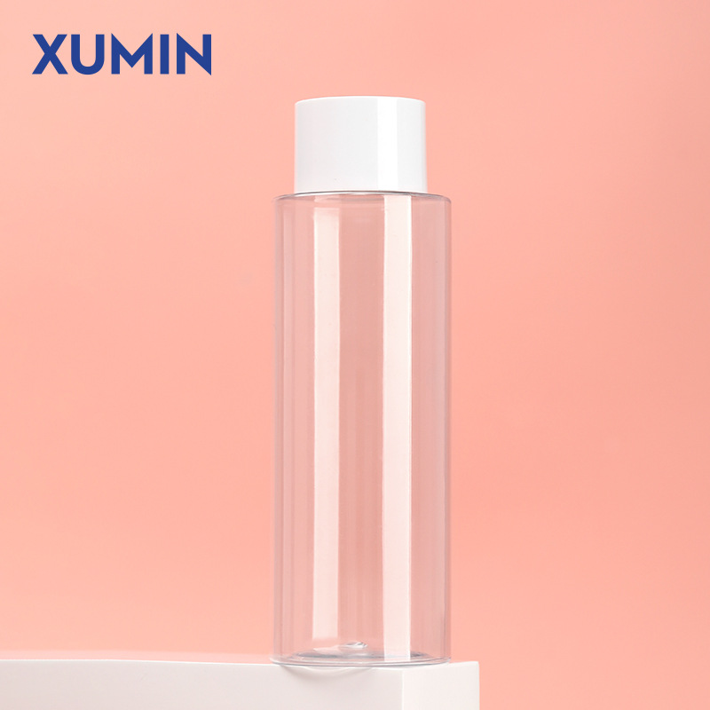 Botella de cosméticos de embalaje de 500ml botella de lavado transparente de gran capacidad PET esmerilado botella de rocío puro botella de cubierta blanca / brillante