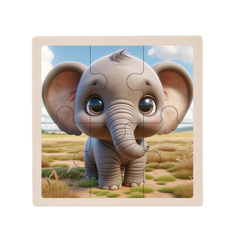 Cpc ce niños pequeños seis piezas de madera lindo animal divertido rompecabezas 3D simple y fácil de usar rompecabezas juguetes de educación temprana al por mayor
