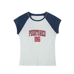 PB&ZA レディース 2025 夏新作 キャンパススタイル レタープリント 半袖 ニット Tシャツ レディース 5643806