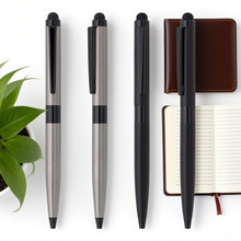 金属不锈钢杆触屏圆珠笔喷漆电容头旋动笔按压式企业办公签字笔