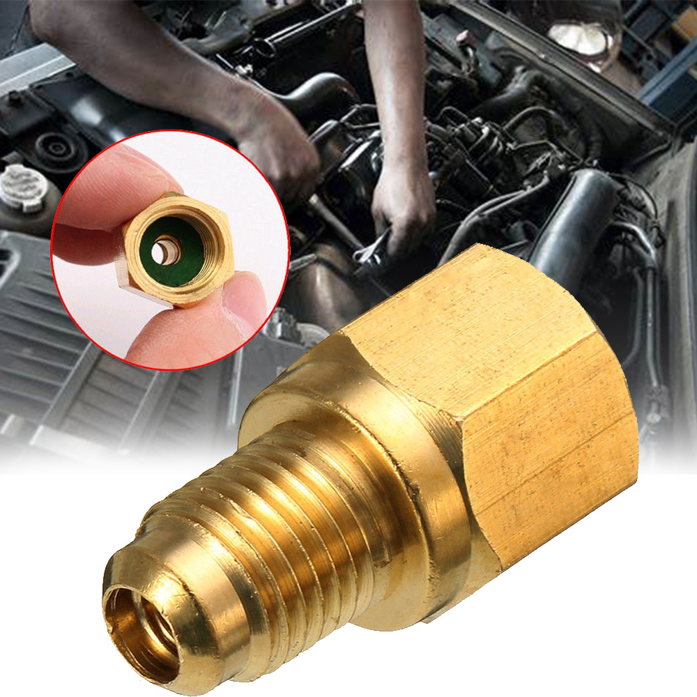 One Piece R1234Yf Vacuum Pump Adapter Refrigerant Tank R12 Connector 1/2 Internal to 1/4" Sae External Thread