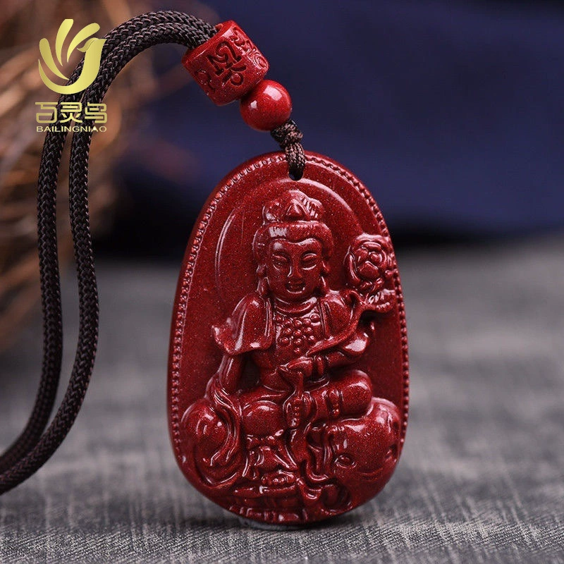 Natural ore, pendant for men and women, necklace, cinnabar, Chinese horoscope