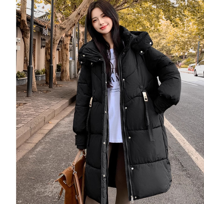 羽绒棉服女中长款2025新款冬季韩版宽松连帽休闲加厚保暖棉衣棉袄|undefined