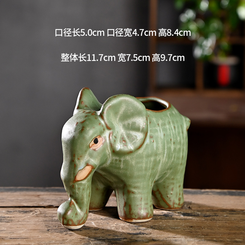 Pequeña caricatura, animal creativo, maceta carnosa, cerámica, arcilla especial para el hogar, maceta de control de raíces de cerámica gruesa, venta al por mayor