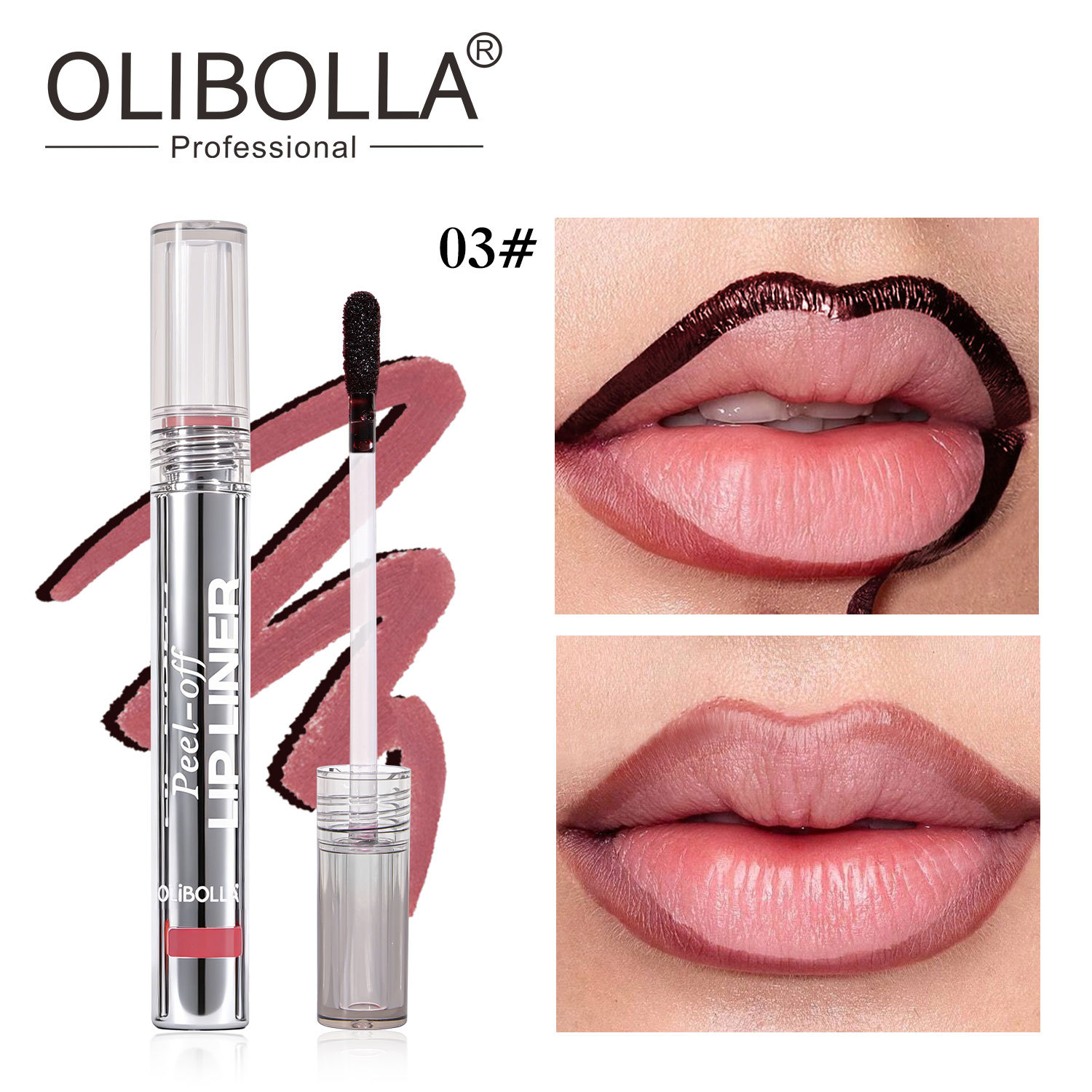 Explosiones transfronterizas OLIBOLLA lápiz de lápiz labial mate, guarnición de labios fácil de color, línea de gancho de peeling tipo LIP LINER