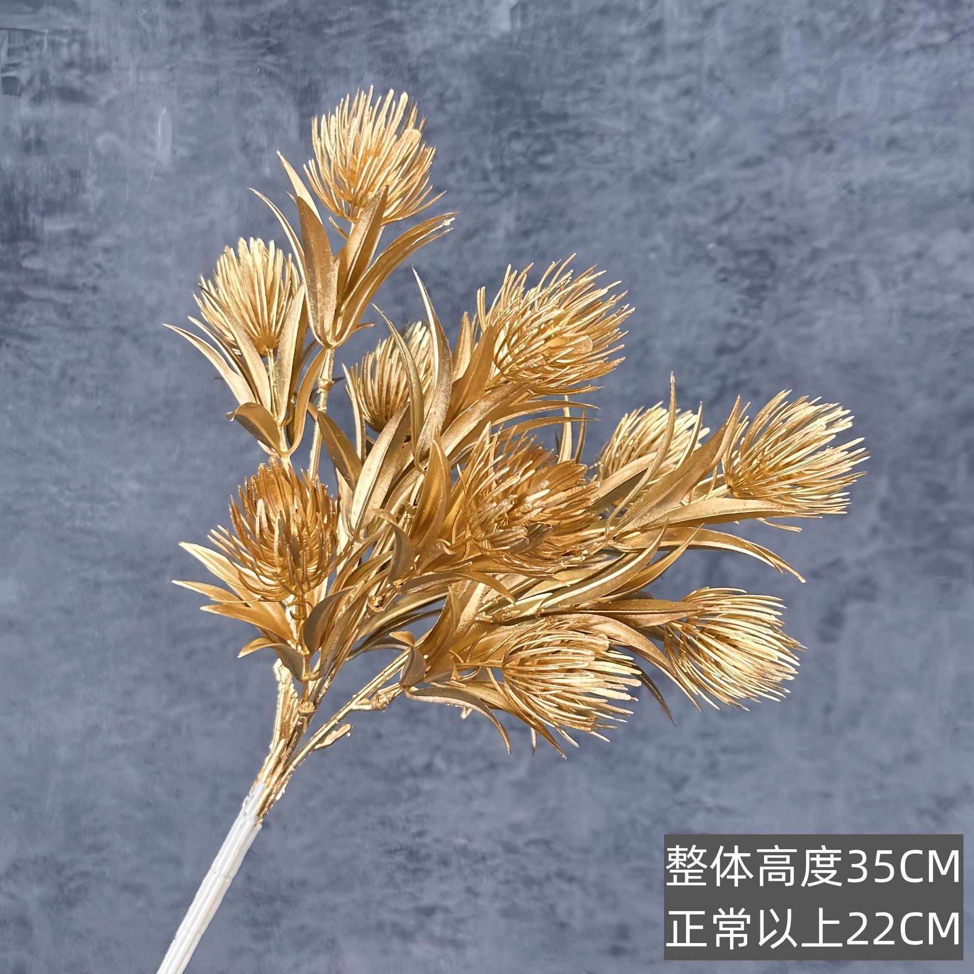Hoja de oro artificial hoja de abanico de eucalipto hoja de ginkgo HOJA DE Navidad Año Nuevo bendición cubo arreglo floral hogar Víspera de Año Nuevo Flor al por mayor