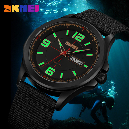 SKMEI New Student Casual Nylon Strap Watch with Night Light Quartz Movement for Drop Shipping