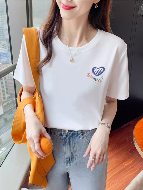 純綿半袖tシャツレディース2025夏新作ファッションブランド|undefined