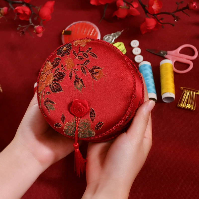 Свадебная игла-линивая коробка свадебная семейная игла-линивая сумка brocade атласная круглая коробка для хранения набор свадебное партнерство Дацян