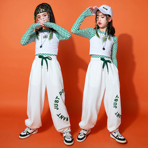 Girls kids hiphop rapper gogo dancers dance outfits Jazz dance costumes for children cheerleading performance uniforms hip-hop dance clothes for Baby