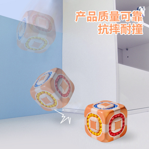 Cross-border children's intellectual development roller three-stage magic cube, let children put down their mobile phones to relieve stress, fingertip rotation magic bean cluster toy
