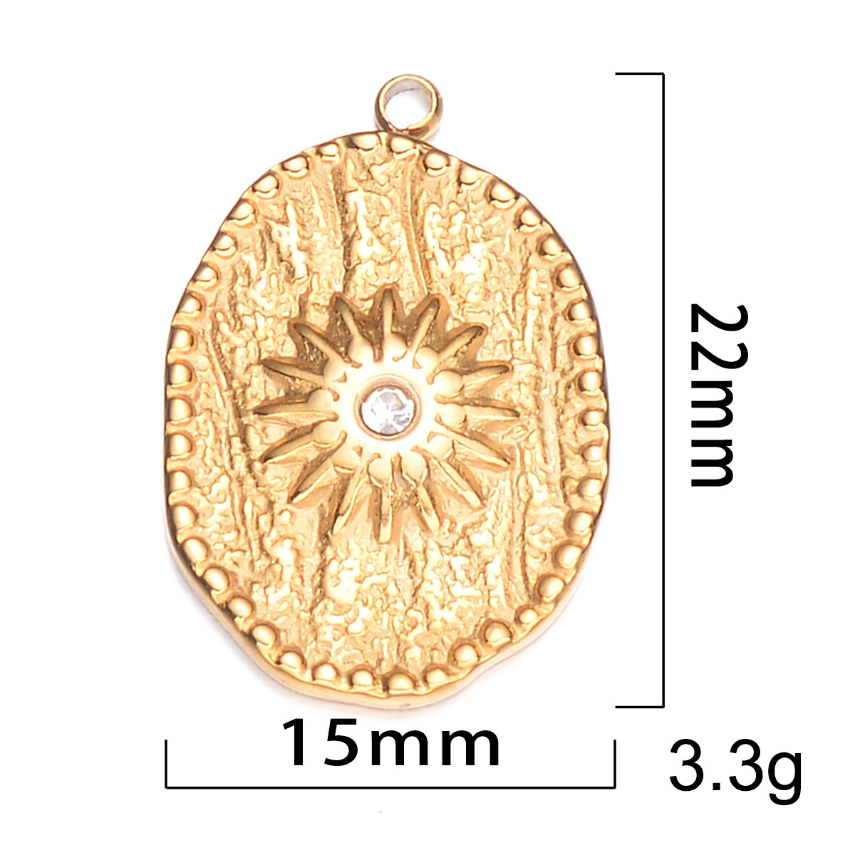 Sandblasted, Polished Finish 5 PCS/Package 304 Stainless Steel Zircon Geometric Heart Shape Sandblasted Polished Pendant