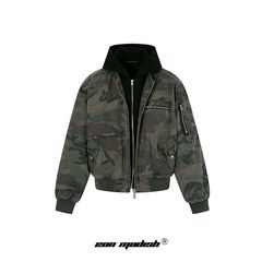 Eon Modish 25冬季New实拍美式高品质短款迷彩连帽棉服外套