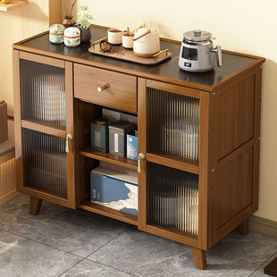 Changhong Glass Tea Cabinet Tea Cart Tea Display Rack Movable Tea Cabinet Side Table Corner Table Small Coffee Table Floor-Standing Storage S^