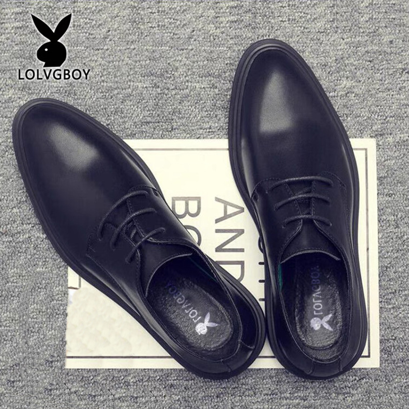 Leather Shoes Men's Genuine Leather Business Dress Large Size Men's Shoes Summer Breathable Black Elevated British Style Groom Wedding Shoes