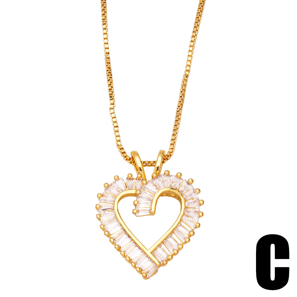 2022 new heart-shaped copper gold-plated inlaid zircon necklace
