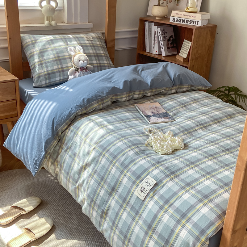 2025 nueva cama de dormitorio de algodón de tres piezas, cama de dormitorio de algodón para estudiantes, funda de edredón individual, funda de cama, funda de edredón