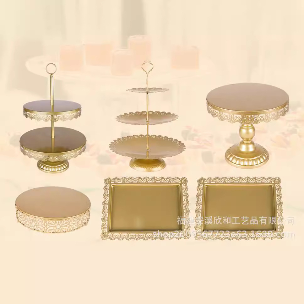 Conjunto de platos de pastel de estilo americano decoración de la mesa de boda fábrica creativa de hierro forjado props de boda postres estante de pastel