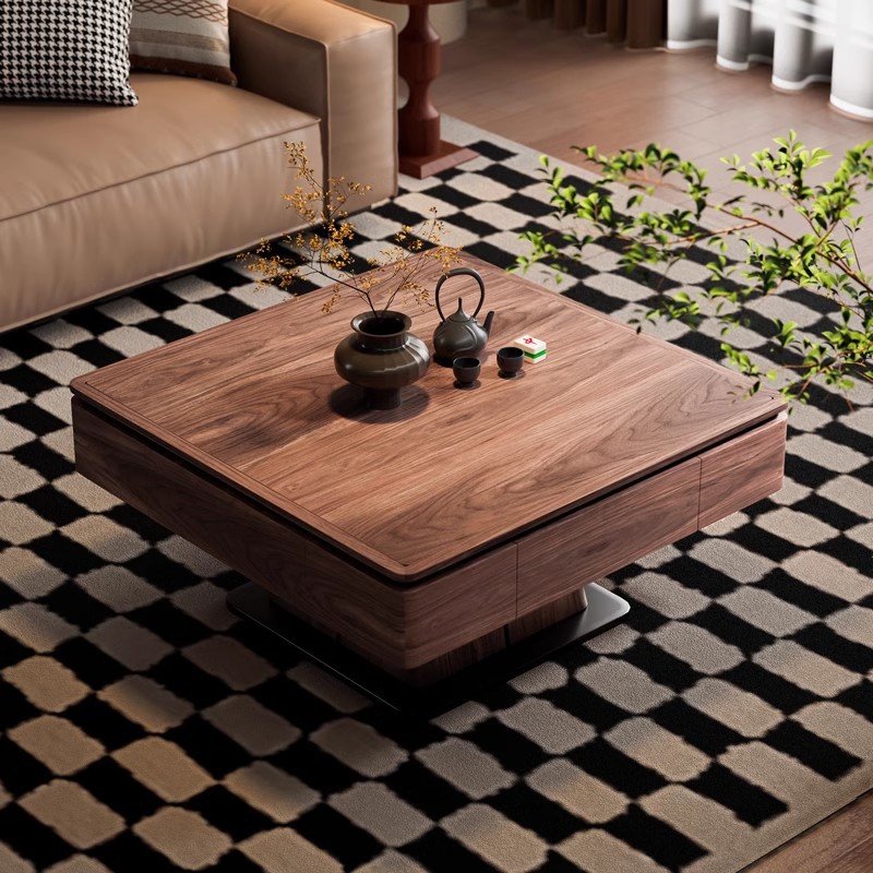 Mesa de mahjong con elevación de madera maciza nueva mesa de centro para el hogar de alta gama de estilo chino montaña rusa multifuncional máquina de mahjong automática ajedrez y cartas