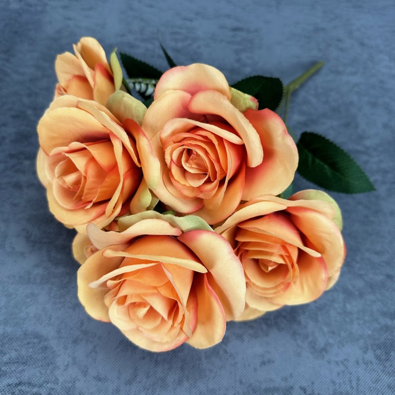9 manojo de la cabeza, amante, rosa, flor artificial, boda, decoración del hogar, rosa, decoración de flores falsas hechas a mano al por mayor