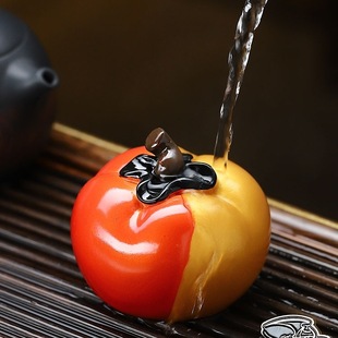 Creative Persimmon Tea Pet Can Grow Color-Changing Fruit, Good Persimmon Peanut Tea Set Ornaments, Tea Tray Decoration, Tea Toy Ruyi