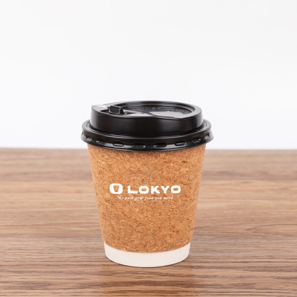 Vaso de papel transfronterizo para bebidas frías y calientes, vaso de corcho de doble capa de 8/12/16 oz, vaso para té con leche, ecológico y biodegradable.