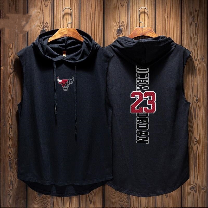 Summer Bulls Lakers basketball sleeveless hoodie sports fitness loose-fitting sweatshirt 12 Summer Bulls Lakers basketball sleeveless hoodie sports fitness loose-fitting sweatshirt 12