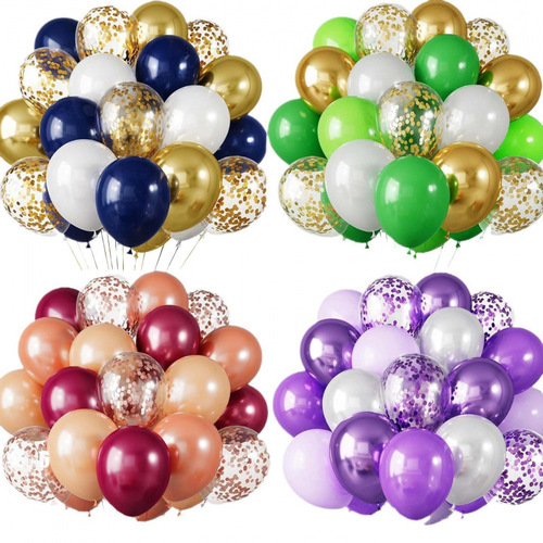 Amazon Cross-border 30pcs Metal Shiny Balloon Set Party Decoration Festival Colorful Balloons Vacuum Packaging