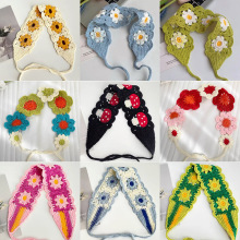 钩花镂空手工发带田园风花朵钩花针织法式甜美百搭发带编织批发