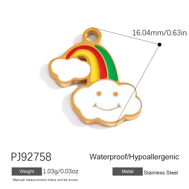 跨境不锈钢饰品配件复古油画风滴油爱心立体花朵星星diy项链吊坠|undefined