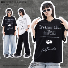 TRYTHMCLUB 美式标语短袖英文字母印花cleanfit风格透气宽松上衣T