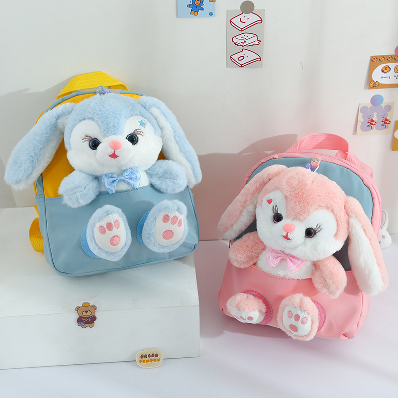 Mochila para niños para 1-6 años de edad nueva muñeca de peluche de dibujos animados mochila desmontable macho y hembra bebé conejo Mochila pequeña