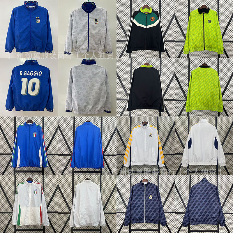 Double-Sided Windbreaker Football Uniform Windproof and Sunproof Hooded Windbreaker Pre-Match Sports Jacket Top Group Purchase Is Better
