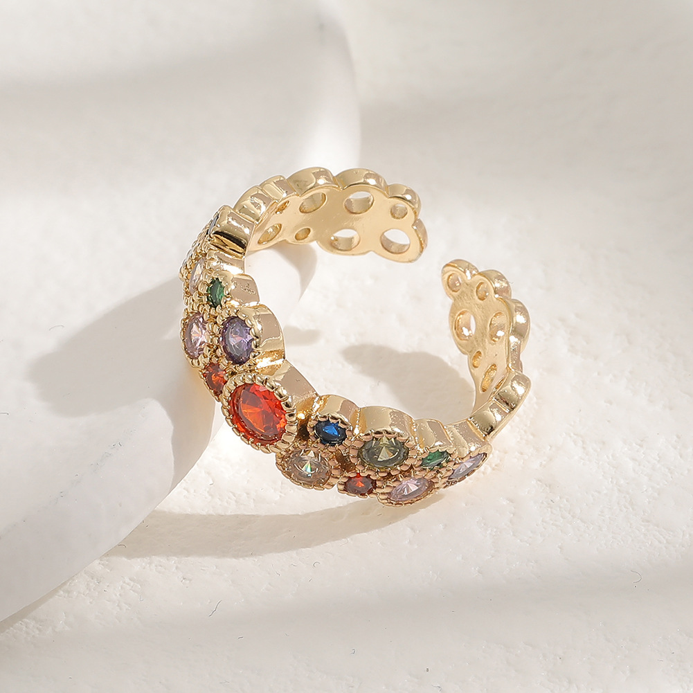 Womenu0027s Hand Jewelry Copper Real Gold Plated Inlaid Colored Zircon Rings