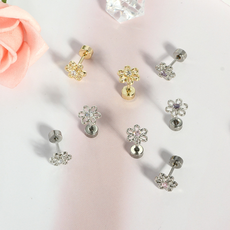 Fashion Diamond Zircon Leaf Earrings for Women - Stainless Steel Colorful Mini Ear Accessories detail image 7